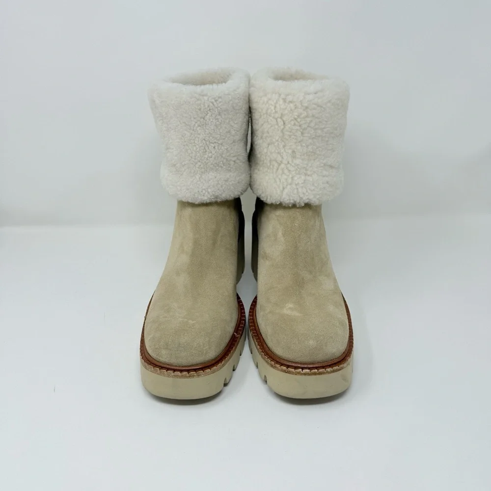 New Pedro Garcia Zarela Suede Shearling Ankle Booties Sz 8